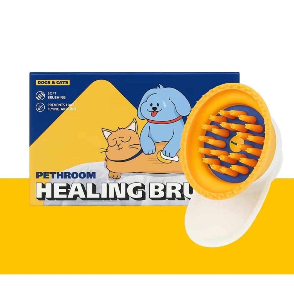 Pethroom Healing Brush Pet Grooming Silicone Deshedding Tool for Dogs and Cats